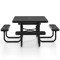 Outdoor Black Picnic Table with 4 Benches, Metal Patio Set with Umbrella Hole